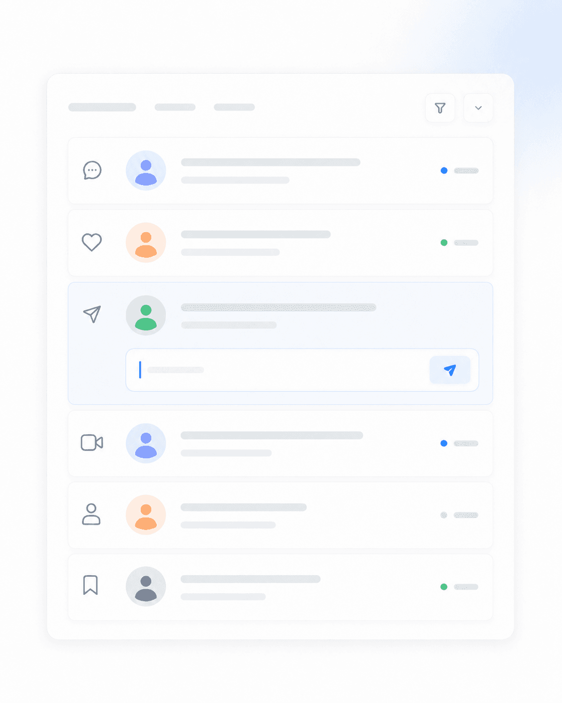 A unified social inbox with comments and DMs from several platforms