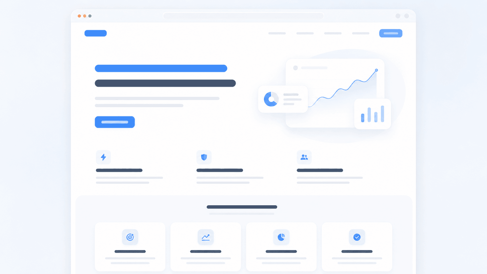 A clean landing-page layout with a clear headline, one button, and calm spacing