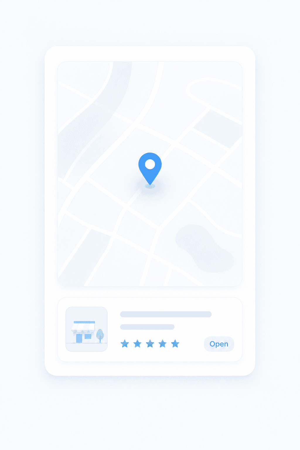 A local SEO map result with a location pin and a business listing