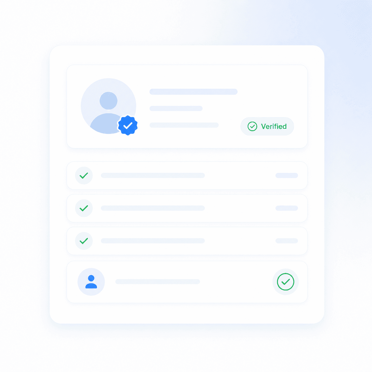 A verification application with a verified badge and an eligibility checklist