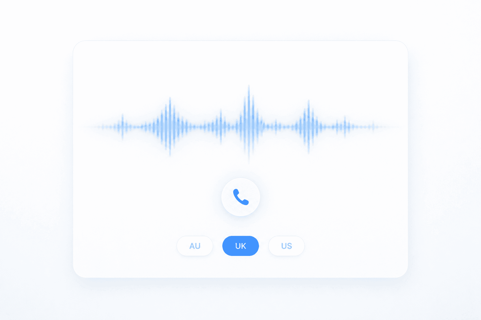 A voice-agent interface with a waveform and accent options